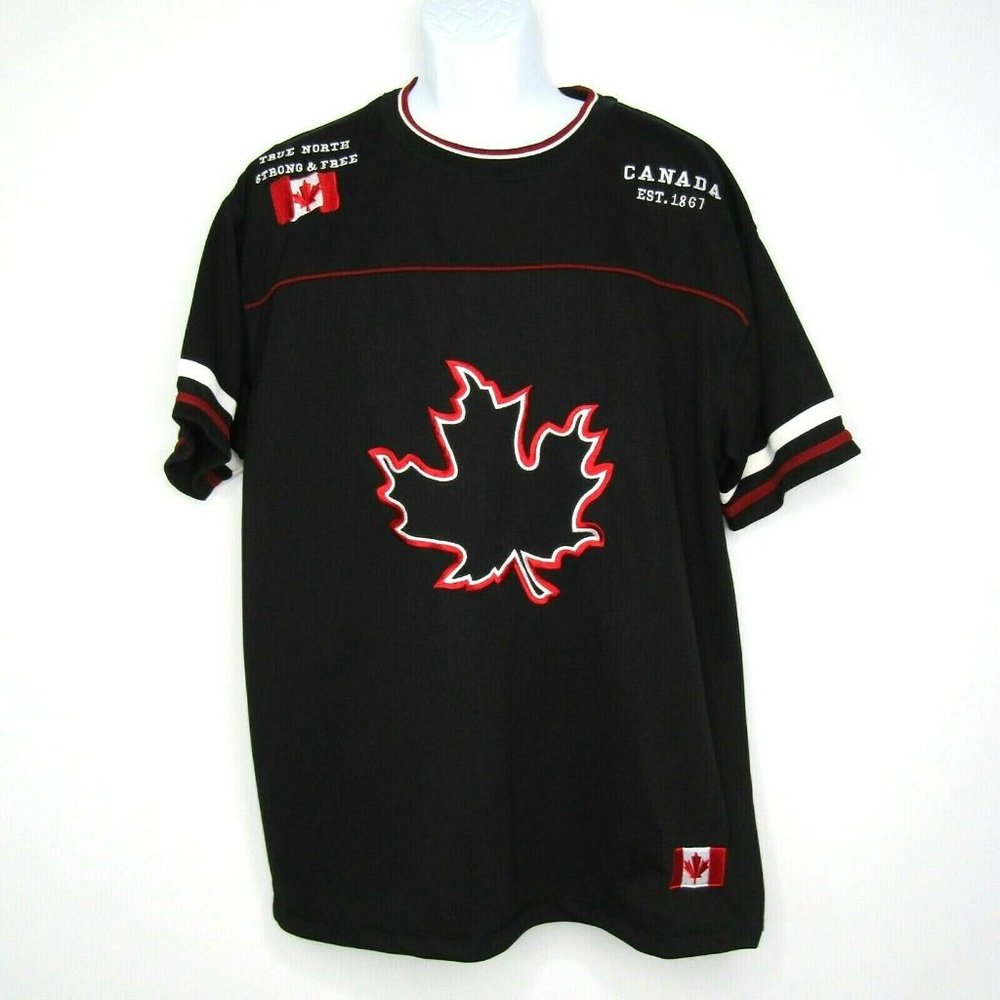 Canada Athletics True North Strong & Free Black Embroidered Jersey Adult XL